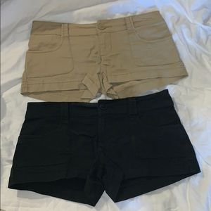 Tan and black shorts